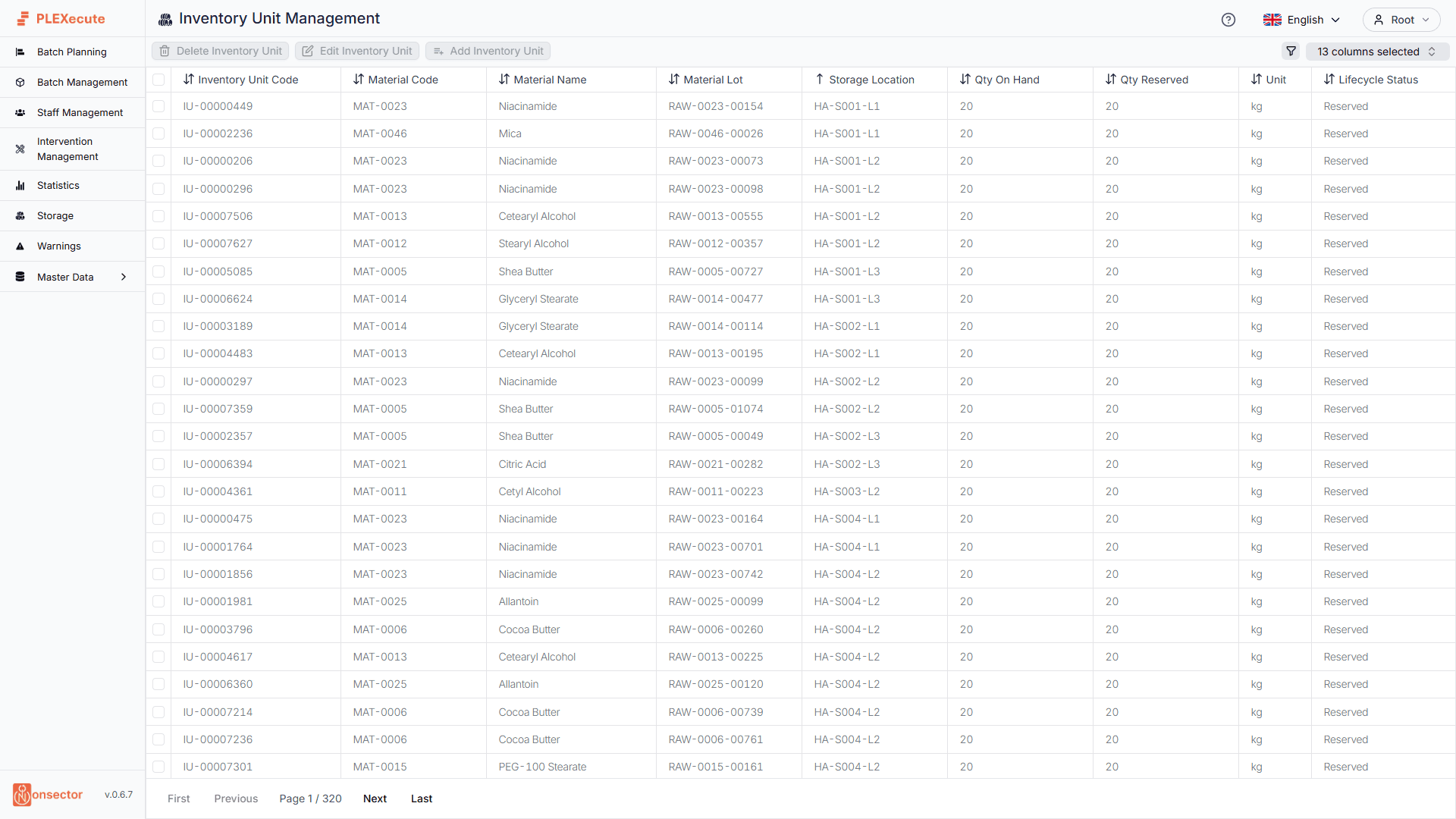 Gestão de dados de equipamentos, recursos e capacidades